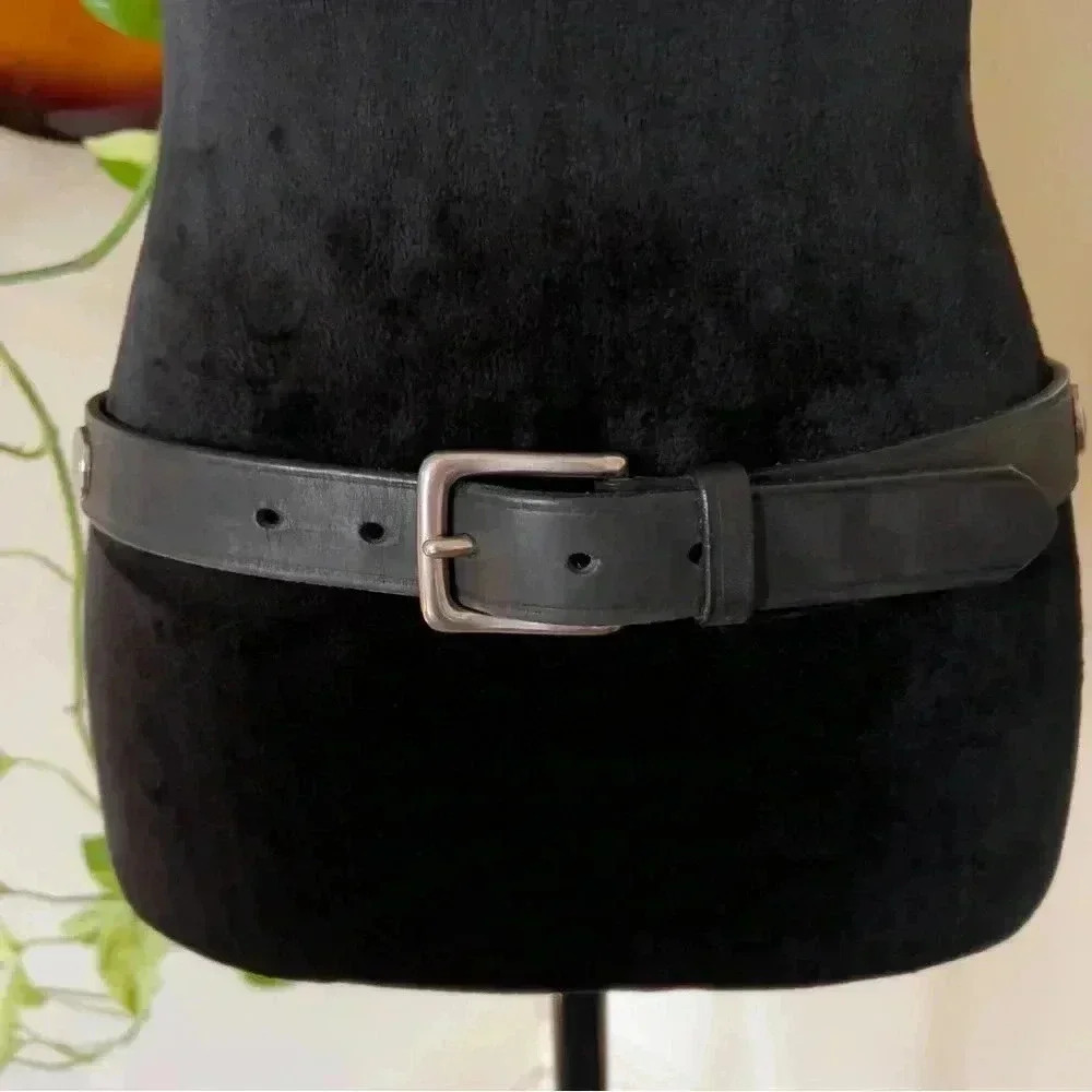 Vtg Unisex Gap Western Buffalo Coin Italian Leather Belt Size 32 - Made In USA